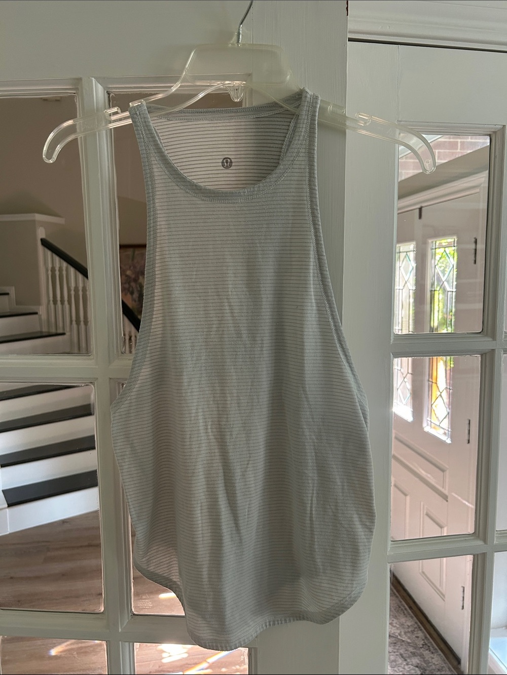 Lululemon White Striped Racerback Tank